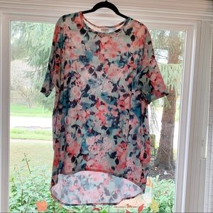 Irma tunic aqua pink floral watercolor